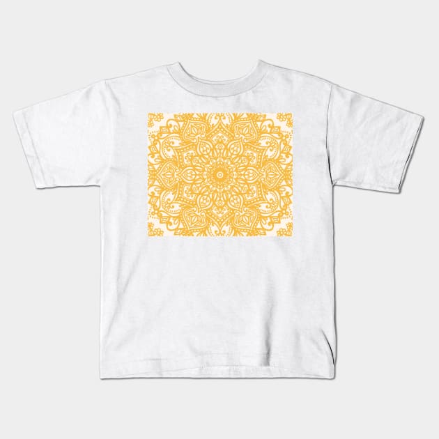 Yellow Mandala Pattern Kids T-Shirt by aterkaderk